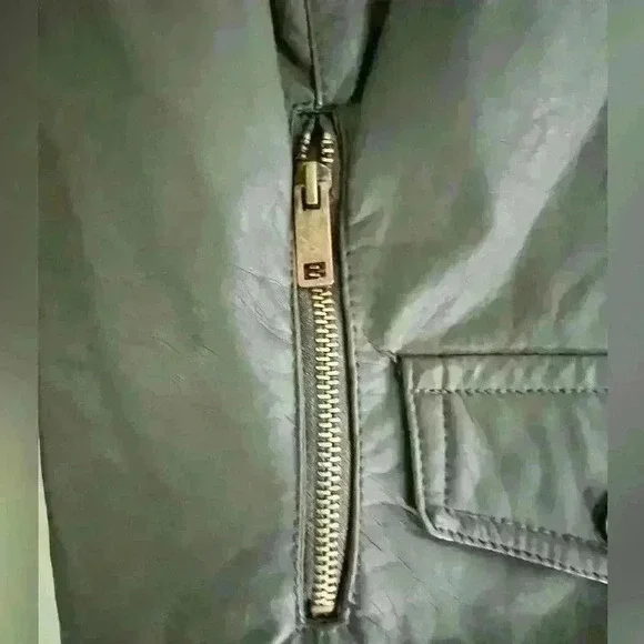 Dollhouse Olive Greeb Faux Leather Bomber Jacket, Size L - Picture 3 of 7